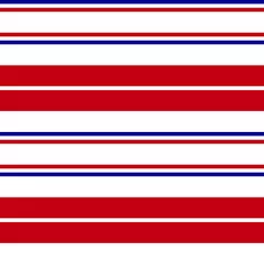 Abwaschbare Fototapete Horizontale Streifen Roter und blauer Streifen nahtloser Musterhintergrund im horizontalen Stil - roter und blauer horizontaler gestreifter nahtloser Musterhintergrund geeignet für Modetextilien, Grafiken