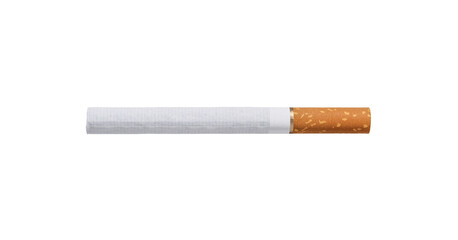 Single cigarette with filter isolated on white background. Smoking