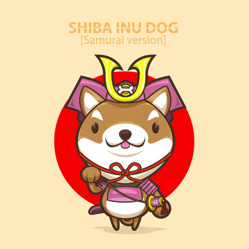 Character Cartoon-Happy Dog, Shiba Dog [Samurai version]