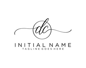 Initial D C handwriting logo vector. Hand lettering for designs