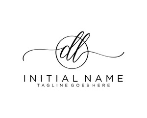 Initial D L handwriting logo vector. Hand lettering for designs