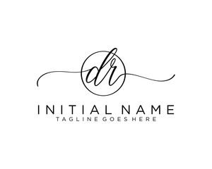 Initial D R handwriting logo vector. Hand lettering for designs