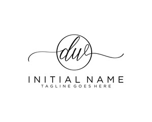Initial D W handwriting logo vector. Hand lettering for designs