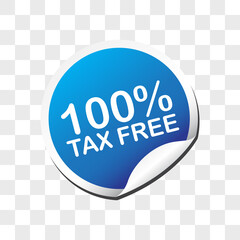 100 percentage tax free sticker isolated on white background. vector illustration 
