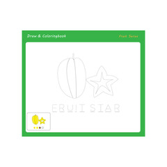 Obraz premium Simple educational draw and coloring game for kids. Illustration of Fruit Star.