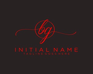Initial B G handwriting logo vector. Hand lettering for designs