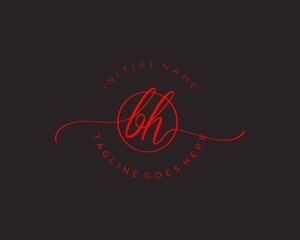 Initial B H handwriting logo vector. Hand lettering for designs