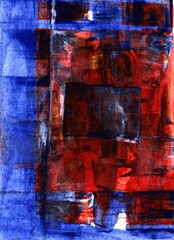 Abstract Painting of Red Blue and Black