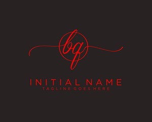 Initial B Q handwriting logo vector. Hand lettering for designs