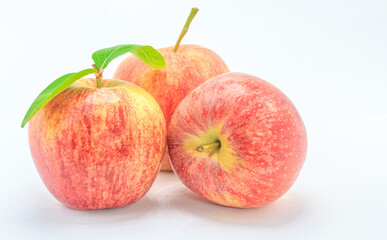  Red Apple with leaf. Isolated on White Background