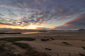 view of the beach at sunset