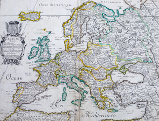 Old map of  Europe - From an 1656 Atlas of Geography from P. du Val - France (Private collection)