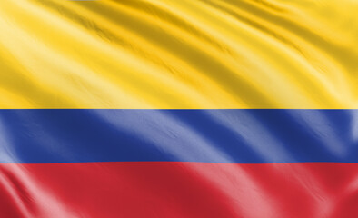 Fototapeta premium Banner. Waving color flag. Silk texure. 3d illustration.