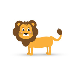 Cute lion cartoon design isolated on white background