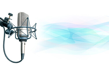 for radio station and production studio: background with professional microphone