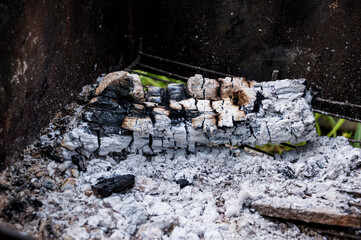 The ash after combustion in the brazier.