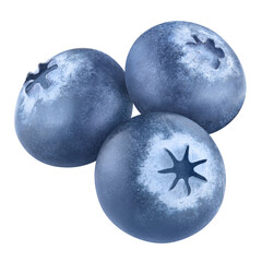 Close-up of delicious blueberries, isolated on white background