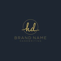 Initial H D handwriting logo vector. Hand lettering for designs