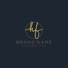 Initial H F handwriting logo vector. Hand lettering for designs