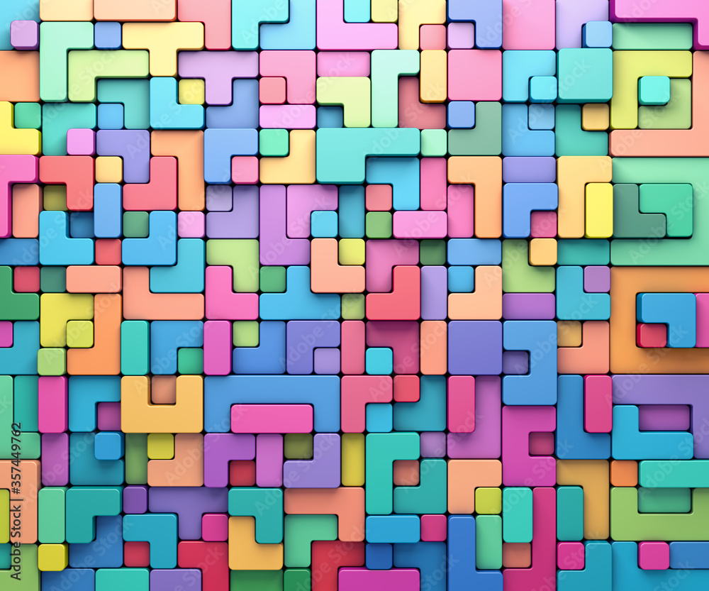 Poster 3d rendering abstract background of multi-colored rounded shapes