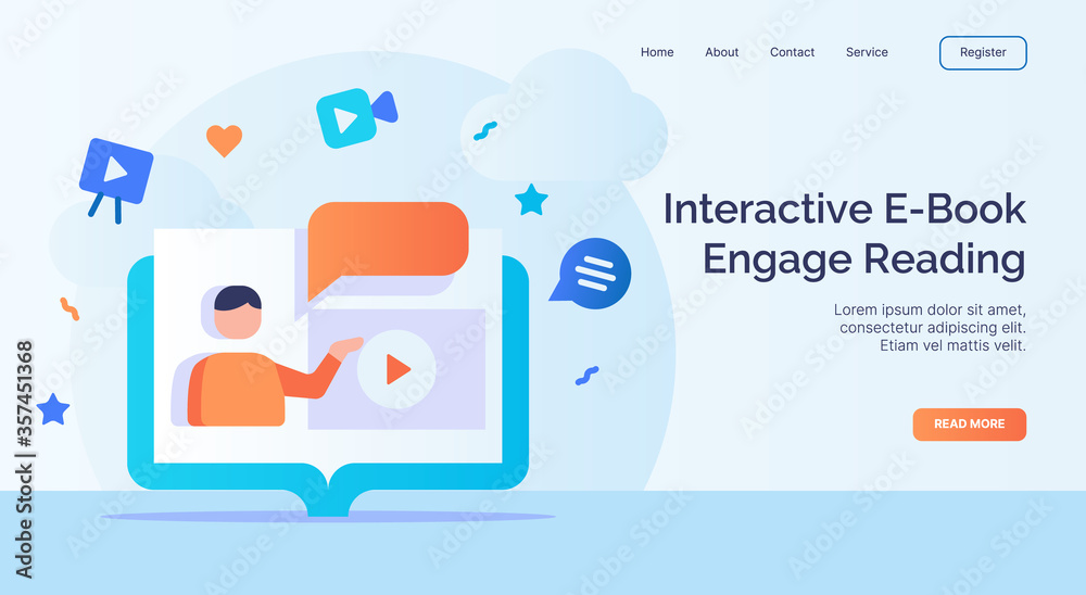 Wall mural interactive e book engage reading for campaign web website home homepage landing page template with 
