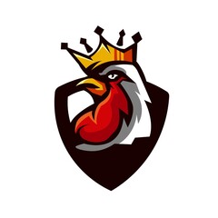 King Rooster mascot logo design with modern illustration concept style for badge, emblem and t shirt printing and any design