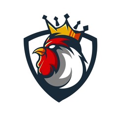 King Rooster mascot logo design with modern illustration concept style for badge, emblem and t shirt printing and any design