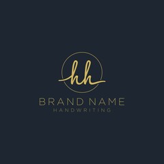 Initial H H handwriting logo vector. Hand lettering for designs
