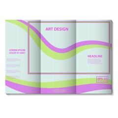 Naklejka premium Soft colorful light green and violet lines vector background template. Flyer, cover, banner design. Trendy vector abstract shapes lines for presentations and posters.