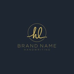 Initial H L handwriting logo vector. Hand lettering for designs