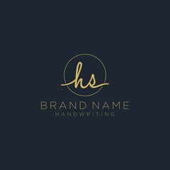 Initial H S handwriting logo vector. Hand lettering for designs