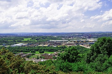 Fototapeta premium Aerial view of Rotherham, from Boston Castle, Rotherham.