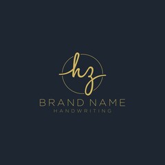Initial H Z handwriting logo vector. Hand lettering for designs