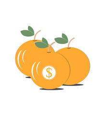 orange  on white background