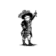 vector illustration of frog wearing mariachi costume