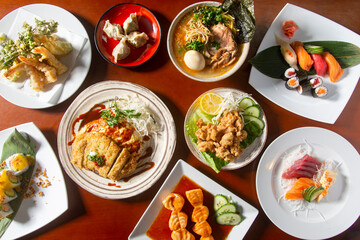 Japanese food seen from above