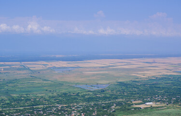Georgia, the city of love Signagi. June 2019.  Beautiful panoramic view of the Alazani valley from the city of Signagi, Kakheti region.