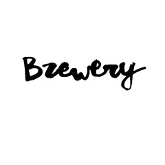 Handwritten vector word "brewery". Overlay text for poster, e-commerce, textile, blog, billboard.