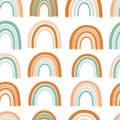 Seamless pattern colorful stylized rainbow brown and green pastel colors vector illustration
