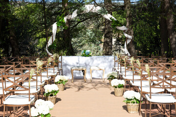 A place to celebrate weddings outdoors without people. Concept of event cancellation by Covid-19.