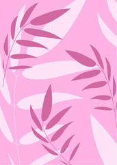 pattern with leaves on a pink background
