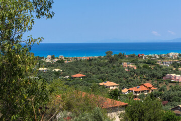 Naklejka premium Agios Ioanis beach with blue waters, Lefkada, Greece