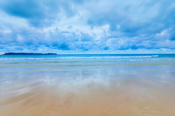 Beautiful sand beach on summer, Luxury island paradise for tourism on summer.