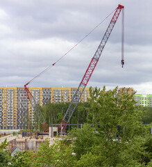 Construction work. Construction, Construction crane, Sky.