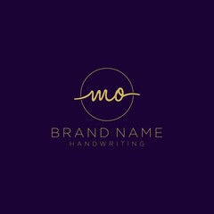 Initial M O handwriting logo vector. Hand lettering for designs