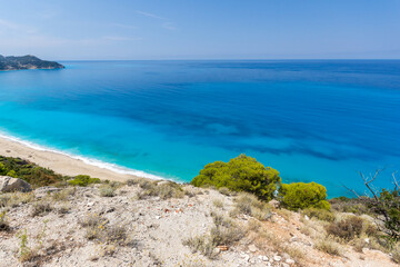 blue waters of Kokkinos Vrachos Beach, Lefkada, Greece