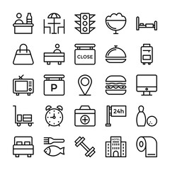 
Hotel and Restaurant Line Vector Icons 1
