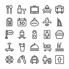 Hotel and Restaurant Line Vector Icons 2