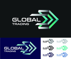 Fintech logo template design. Abstract business finance sign. Arrows trend creative logo symbol. Exchange market growth logo graphic. Infographic icon logo. Vector illistration.