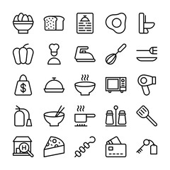 Hotel and Restaurant Line Vector Icons 19